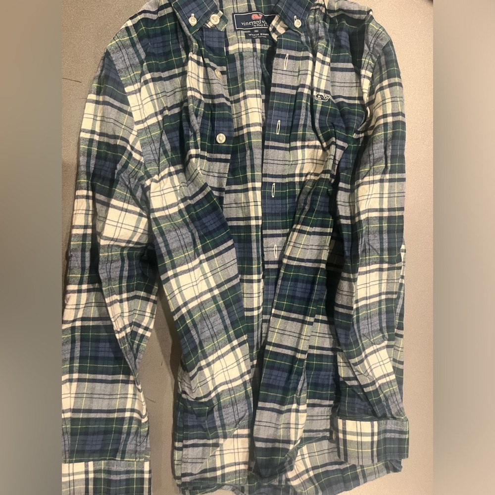 Vineyard Vines Green and Blue Button Down Shirt